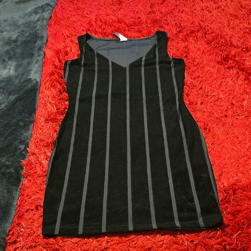 Chic Black Striped Mini Dress